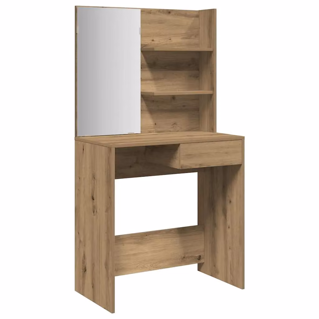 Berkfield Home Artisan Oak Dressing Table with Mirror in Brown, W: 74.5 cm, D: 40 cm, H: 141 cm – 2