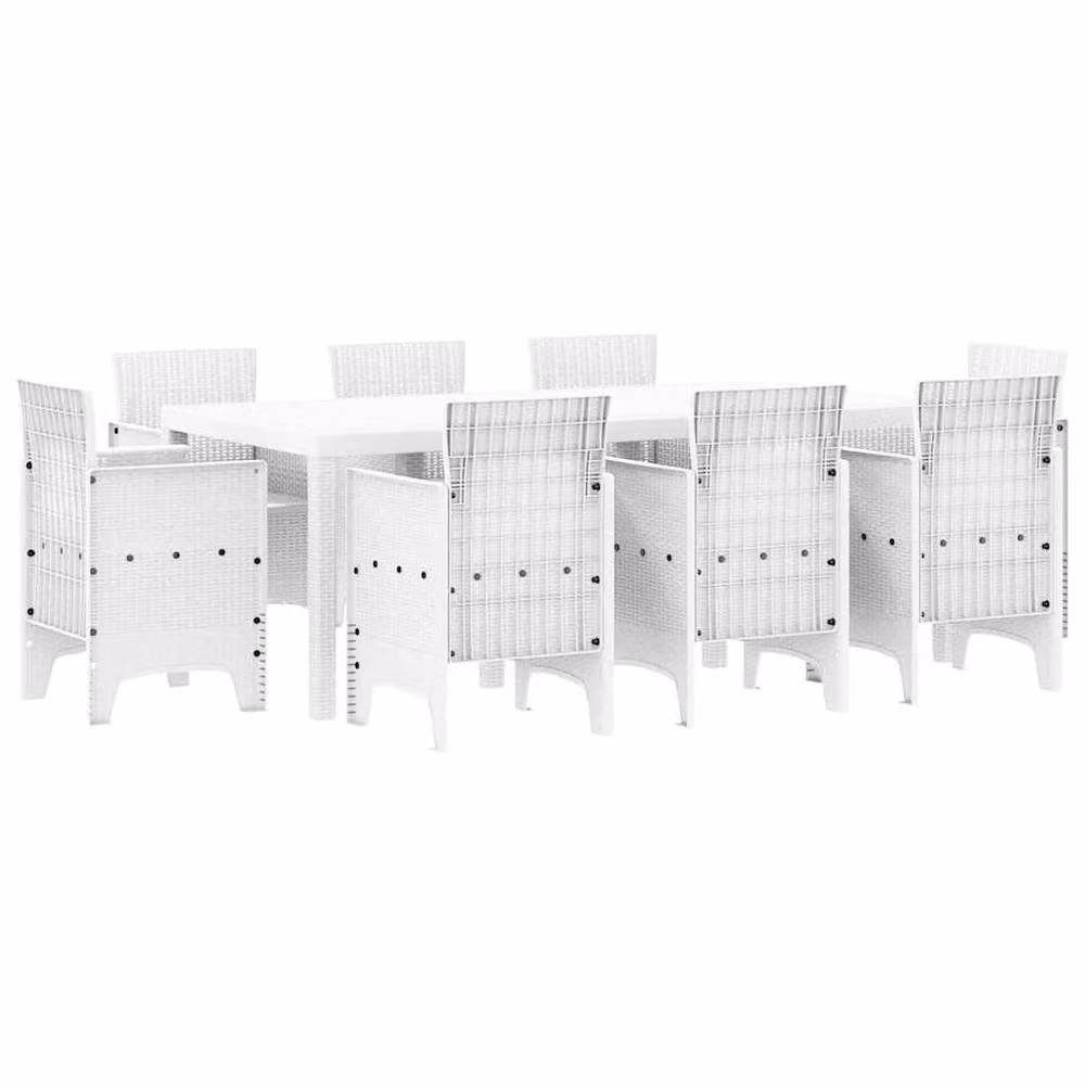 Berkfield Home 9 Piece White Poly Rattan Garden Dining Set – 2