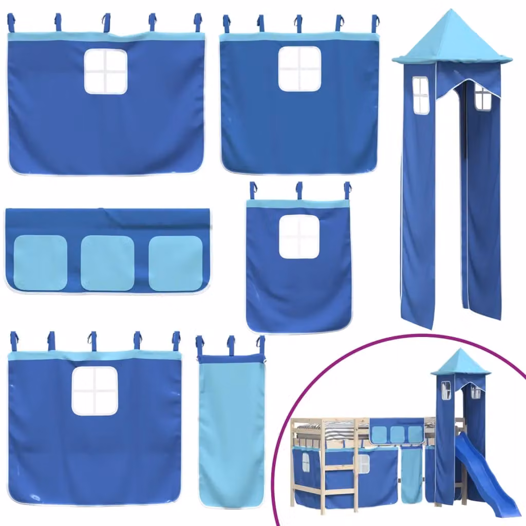 Berkfield Home Opaque Blue Polyester Loft Bed Curtains for Children – 2