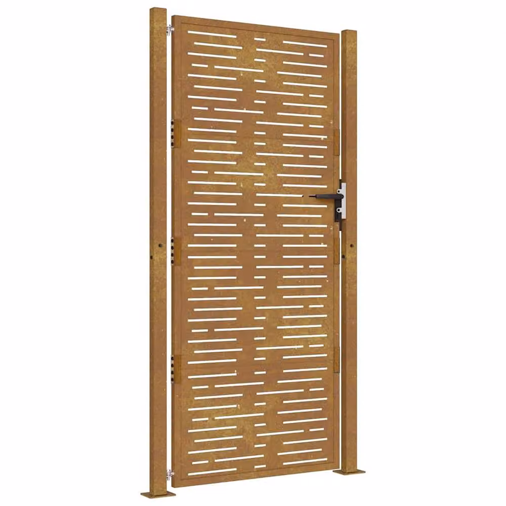 Berkfield Home Beautiful Garden Gate in Brown Corten Steel with Square Design, W: 105 cm, H: 180 cm – 2