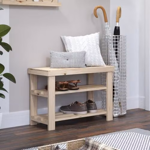 Core Products Solid Pine Wood Shoe Bench in Sand, W/D/H: 60 x 30 x 45 cm – 2
