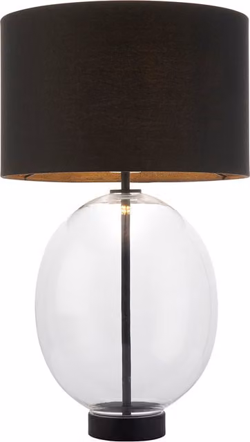 Perch & Parrow Cleo Oval Table Lamp in Matt Black with Fabric Shade