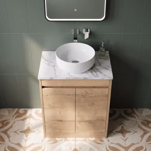Balterley Modern 2 Door Freestanding Bathroom Vanity Unit with Soft Close Doors and Internal Shelves, Brown Oak, W/D/H: 60 x 39.5 x 83.5 cm – 5