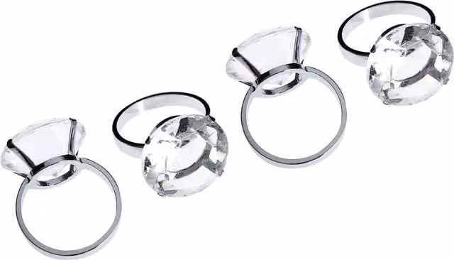 Orsina Set of Four Sapphire Diamante Napkin Rings in Silver and Clear