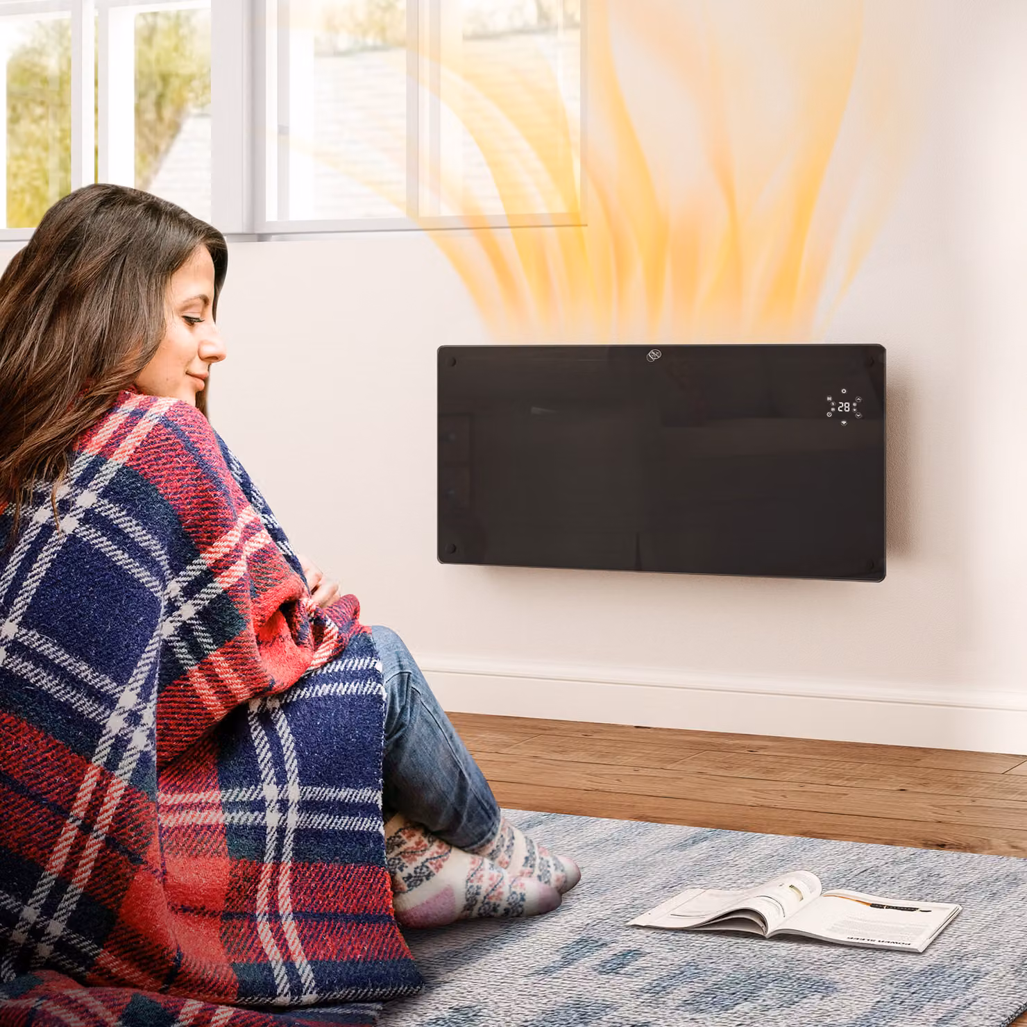 HOMCOM 2000W Electric Convector Heater with LED Display, Black, Freestanding or Wall Mounted – 7