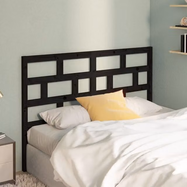 Berkfield Home Black Rustic Solid Pine Wood Bed Headboard, W: 166 cm, D: 4 cm, H: 100 cm – 1