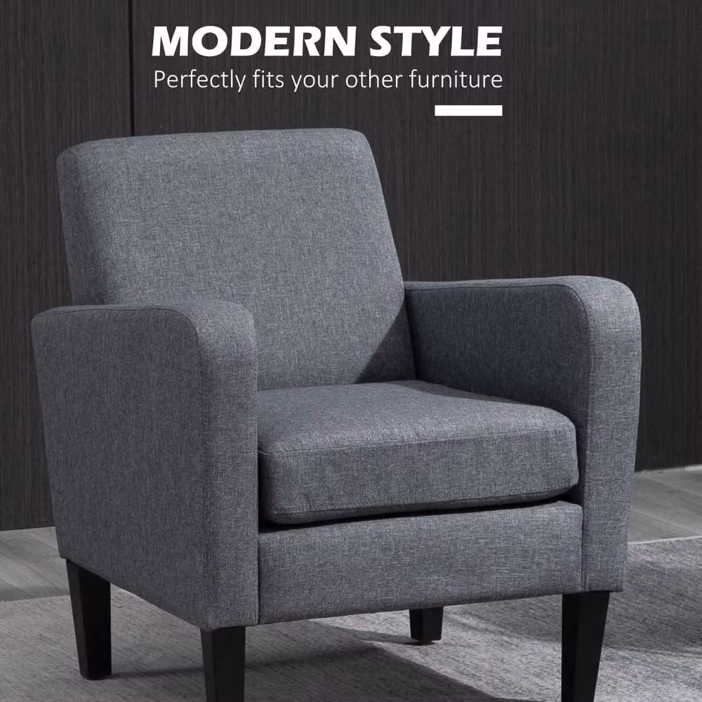 Wyld Haus Notayo Grey Fabric Accent Armchair with Black Legs – 3