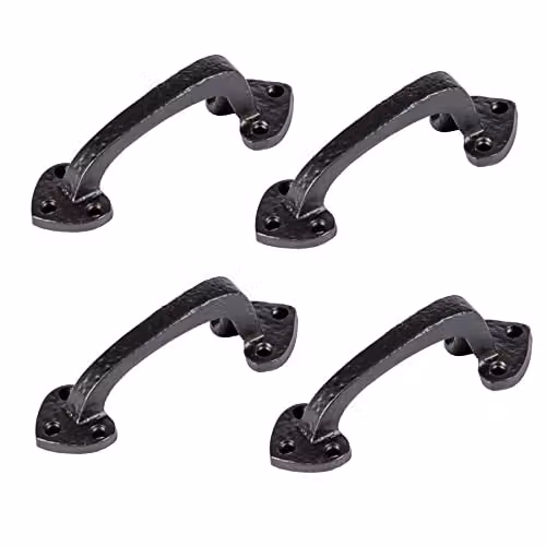 Hammer and Tongs Rustic Arrowhead Iron Door Handle in Matt Black, Pack of 4 – 2