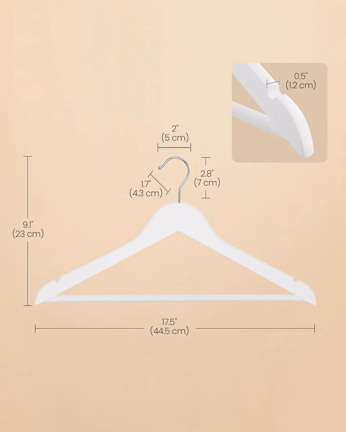 SONGMICS Set of 10 White Wooden Hangers with Non-Slip Bar and Notches – 3