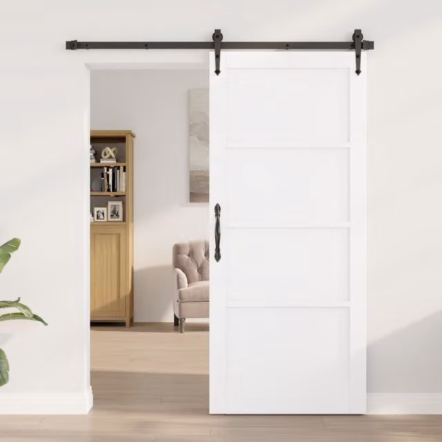 Berkfield Orkdal Modern White Lacquered Sliding Interior Door, Solid Wood Pine, W: 86 cm, H: 198.5 cm, D: 4 cm