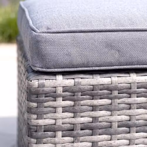 Charles Bentley Pair of Grey Rattan Garden Footstools with Removable Cushions W/D/H: 45 x 45 x 37 cm – 4