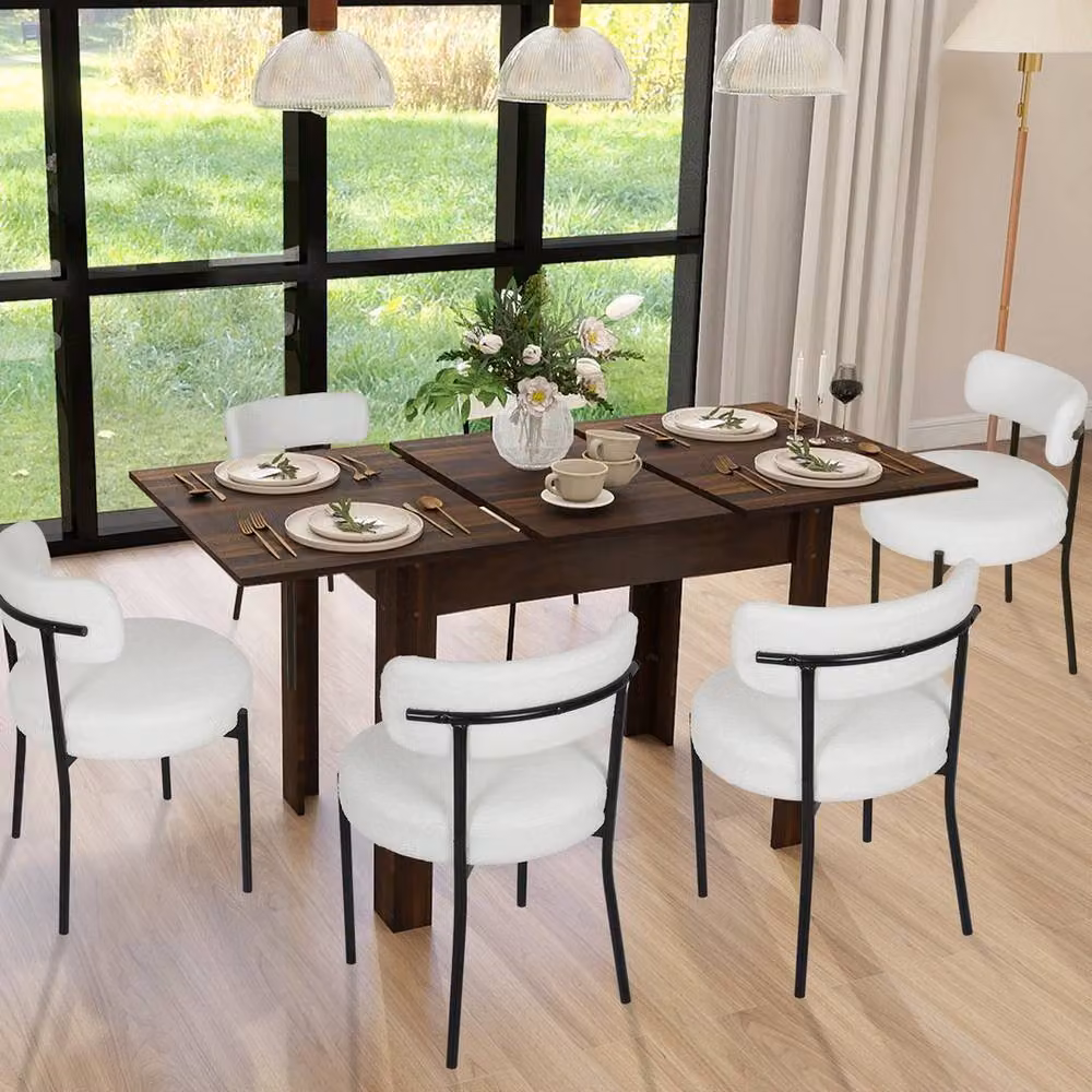 KORVIXA Brown Wooden Extendable Square Dining Table, W/D/H: 100 x 100 x 75 cm – 4
