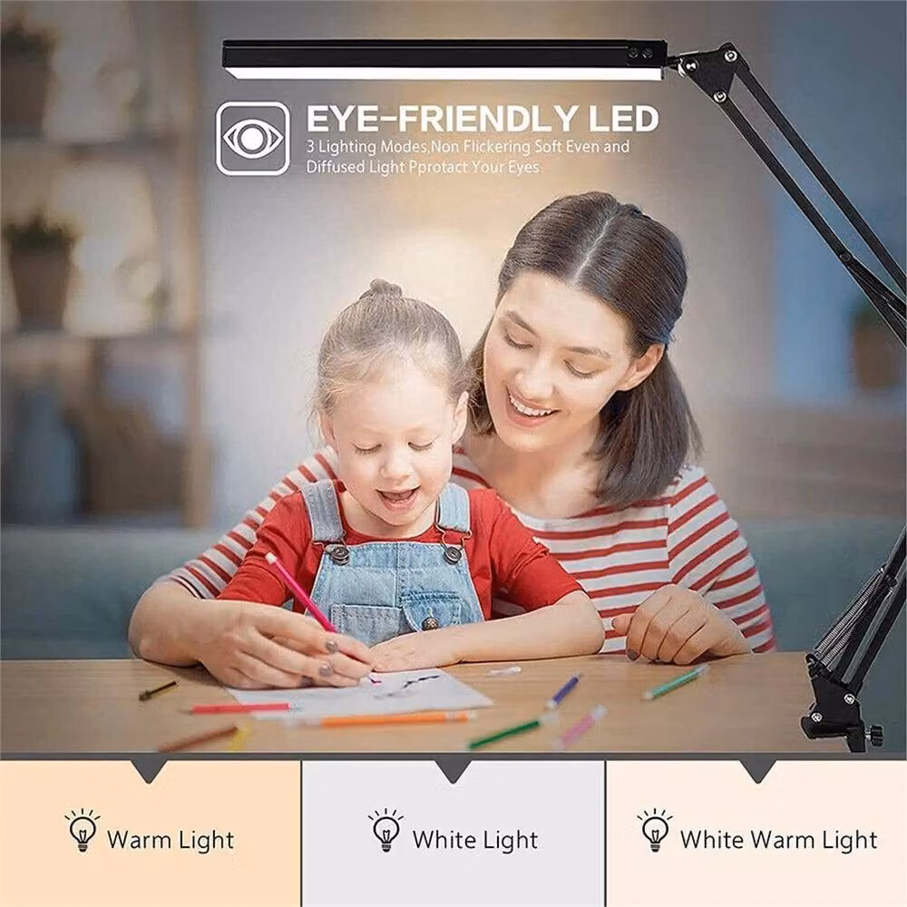 Ventryn LED Dimmable and Adjustable Swing Arm Clamp Desk Lamp in Black – 4