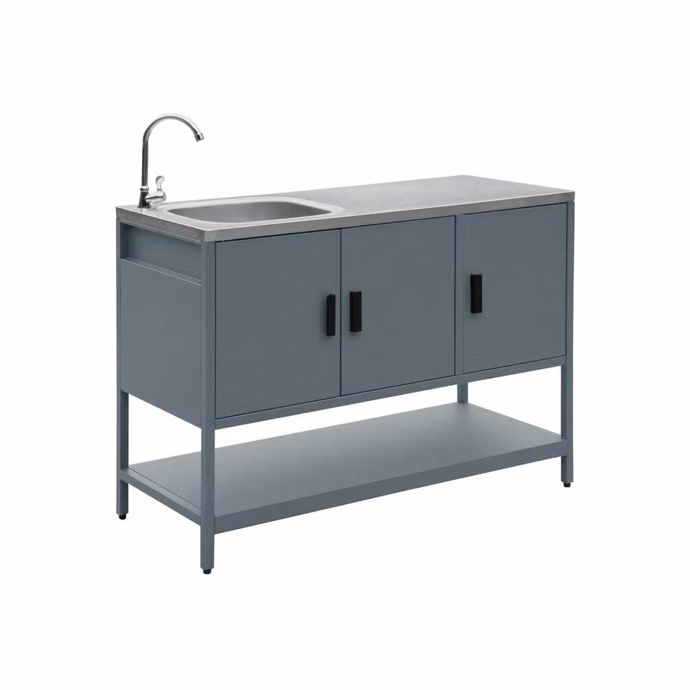 sweeek Outdoor Stainless Steel Kitchen with Sink Module in Grey, W/D/H: 120 x 51 x 112.5 cm – 2