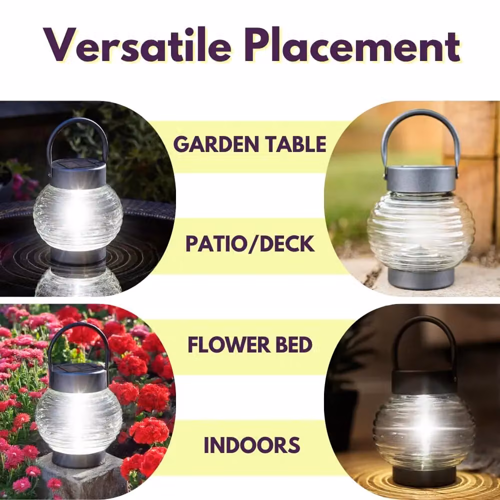 Marco Paul Solar Garden Lantern with Cool White LED in Metallic Silver – 6