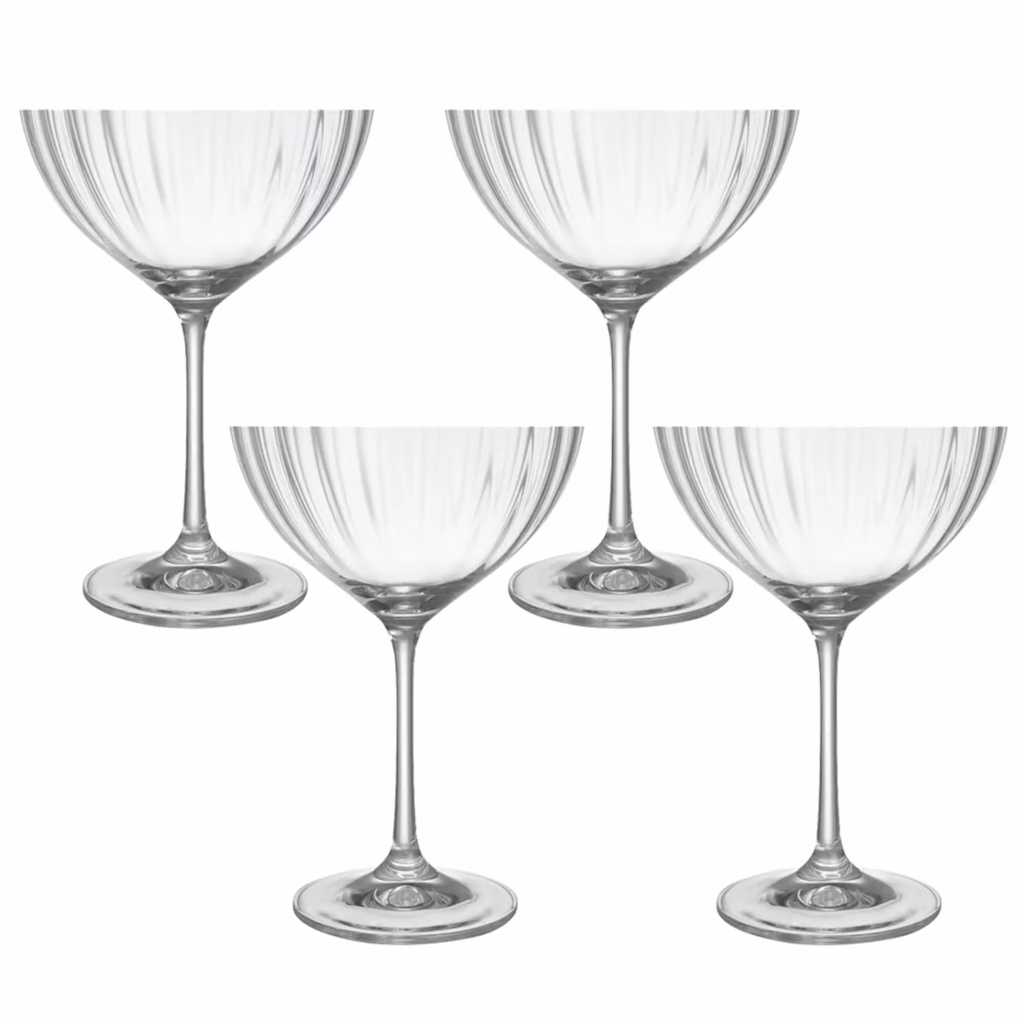 Dibor Set of 4 Ribbed Champagne and Gin Glasses, 250ml, Clear – 2