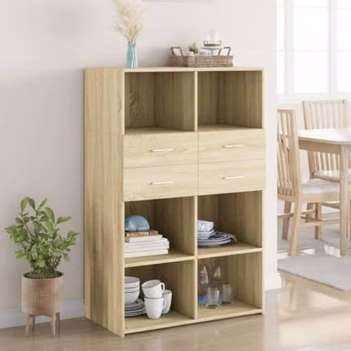 vidaXL Modern Highboard in Brown Sonoma Oak, W/D/H: 80 x 42.5 x 124 cm – 2