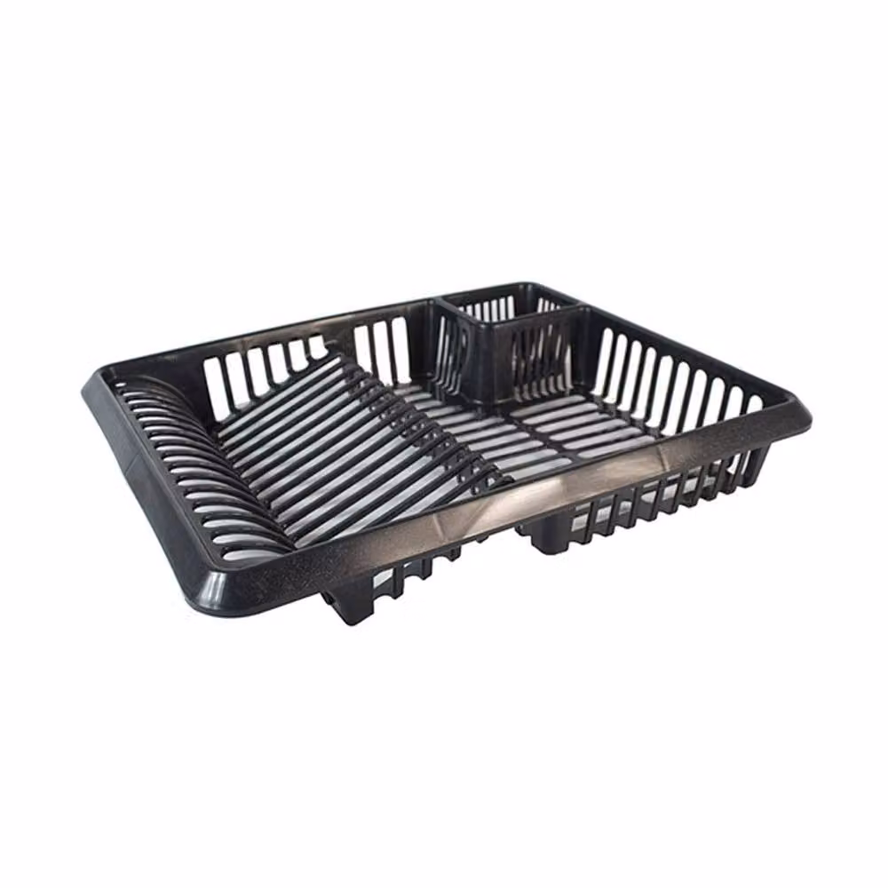 SPETLEK Large Plastic Kitchen Sink Dish Drainer and Cutlery Holder in Black – 2