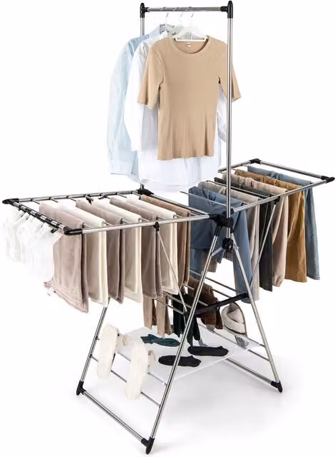 Costway Silver Aluminium Gullwing Style Clothes Drying Rack