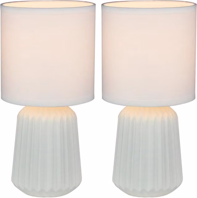 First Choice Lighting Set of 2 Fox White Ceramic Tabletop Lamps