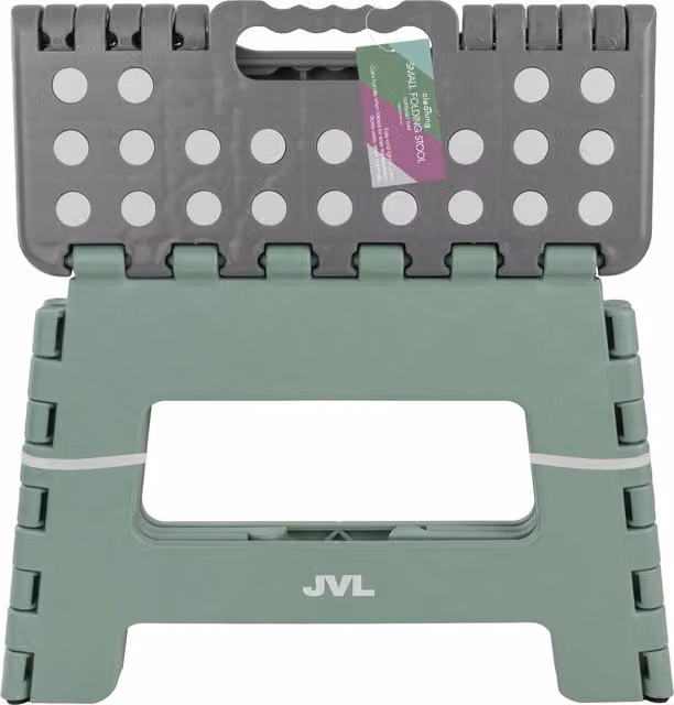 JVL Small Foldable Step Stool, Green, W/D/H: 25.0 x 22.0 x 22.0 cm