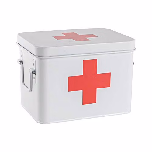 Harbour Housewares Vintage Metal First Aid Box in White with Handles – 1
