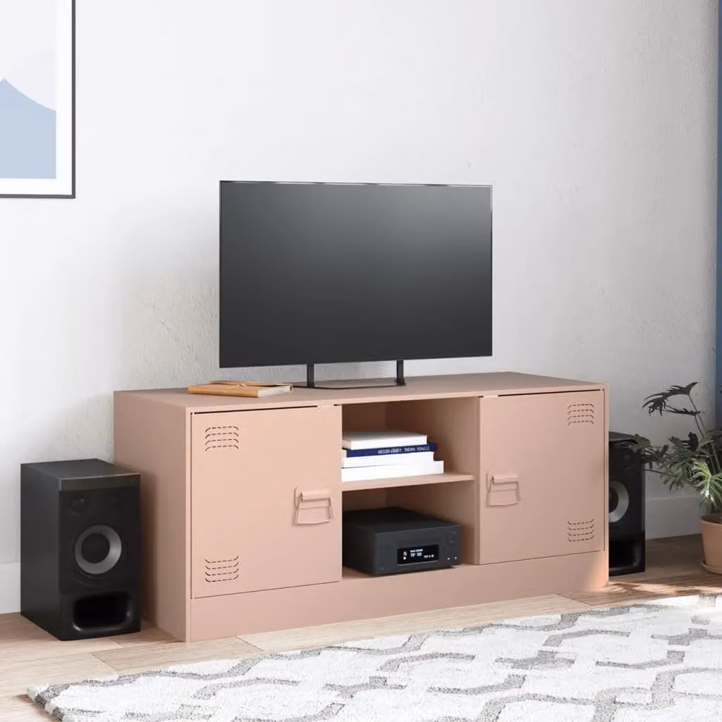 Berkfield Home Modern Pink Metal TV Cabinet W: 99 cm, D: 39 cm, H: 44 cm – 3