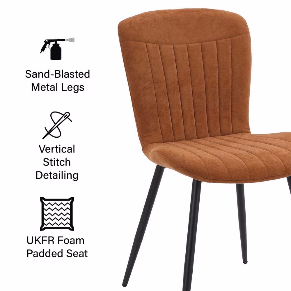 FWStyle Grace Pack of 4 Chestnut Upholstered Waterfall Clamshell Dining Chairs in Brown – 2