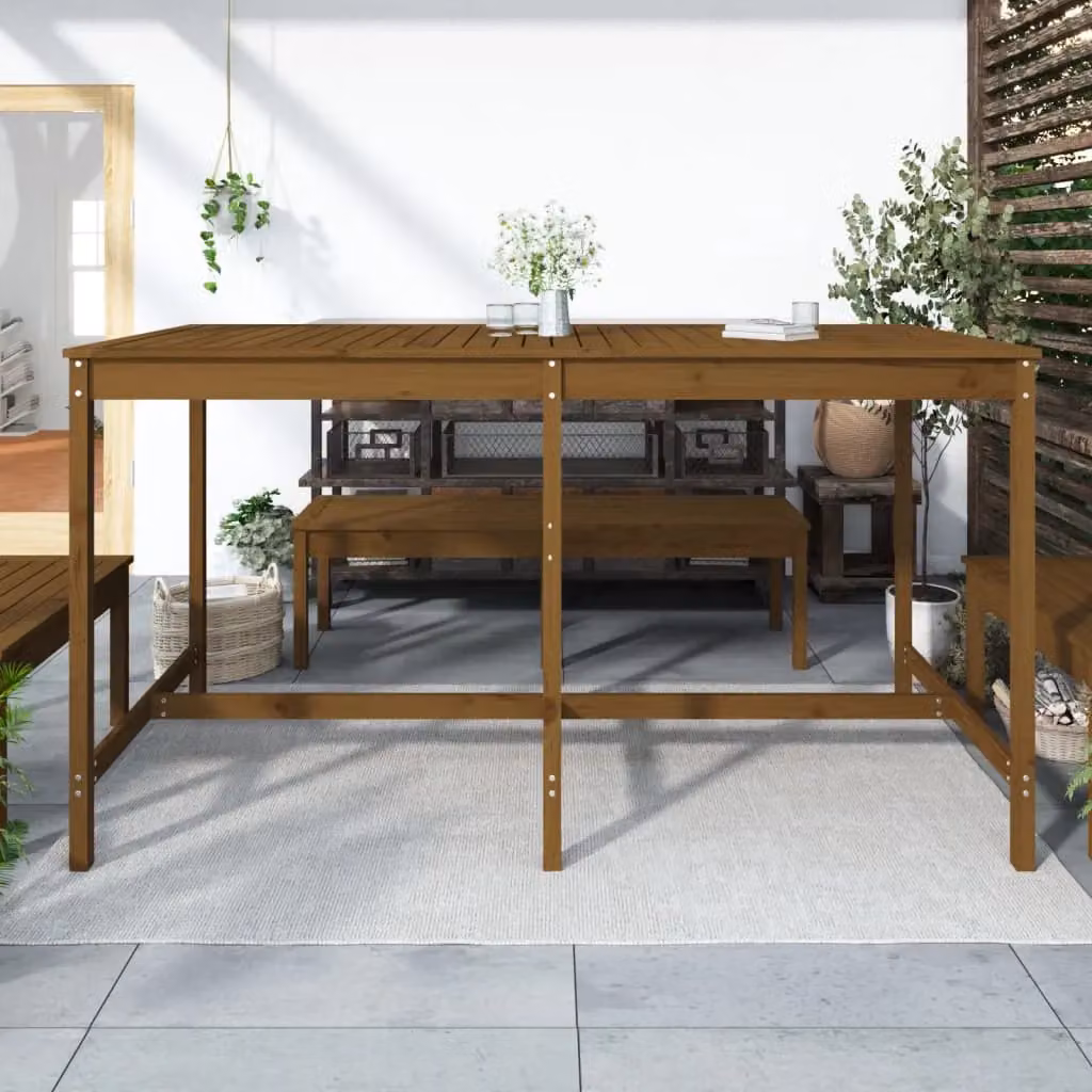 Berkfield Home Rustic Rectangular Garden Table in Honey Brown Solid Pine, W: 203.5 cm, D: 90 cm, H: 110 cm – 2