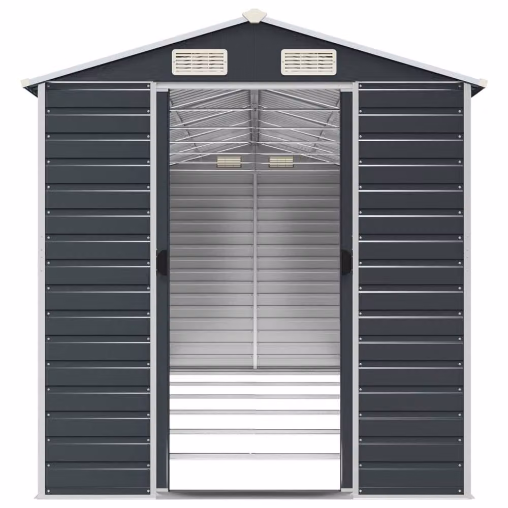Berkfield Home Pent Garden Shed in Anthracite Galvanised Steel, W/D/H: 555 x 191 x 198 cm – 4
