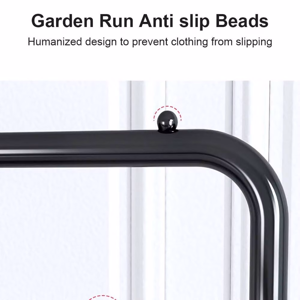 KORVIXA Heavy Duty Double Clothes Rail in Matt Black, W/D/H: 90 x 40 x 120 cm – 4
