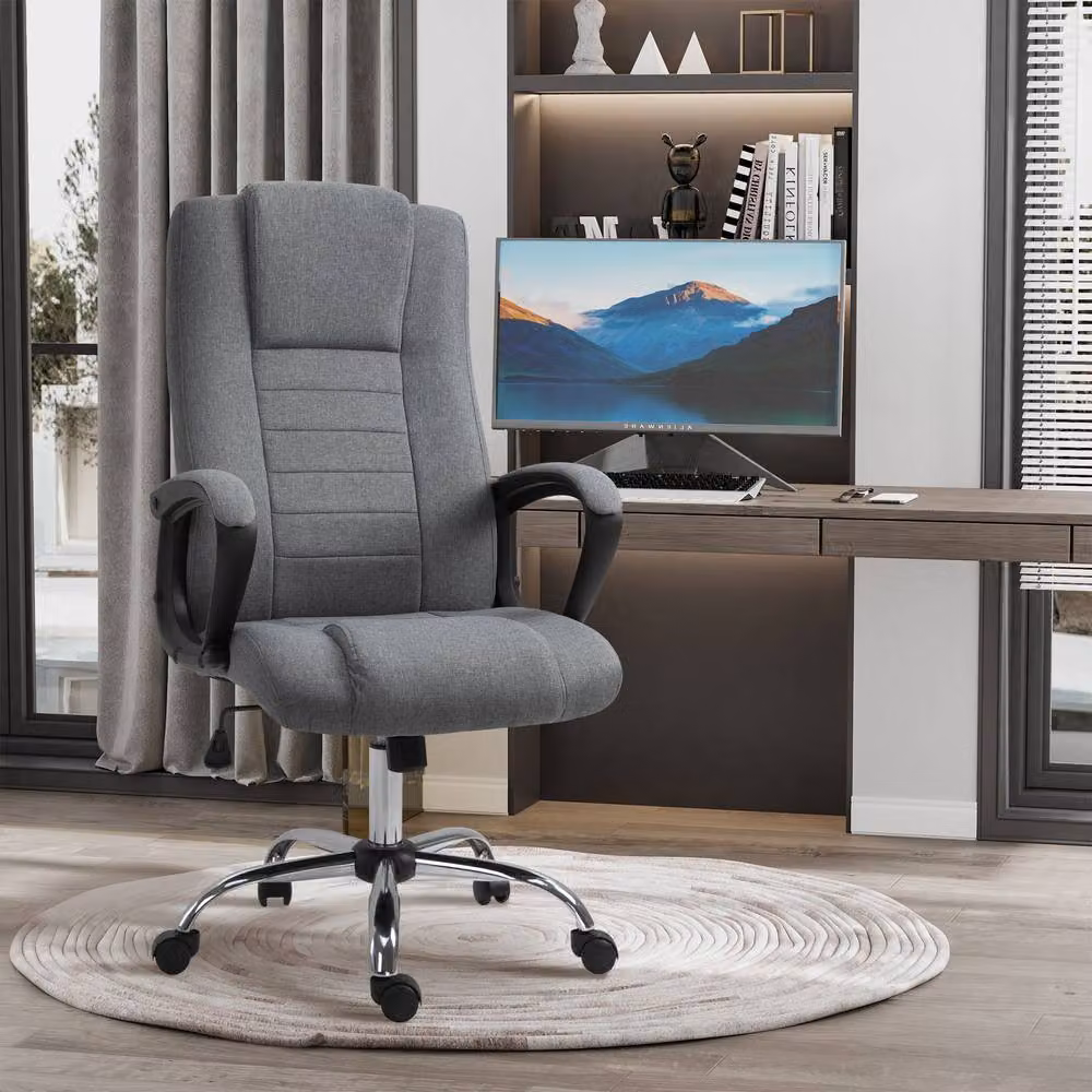 STILVORA Grey Fabric Task Chair with Armrests, 360 Degree Swivel and Adjustable Height – 2