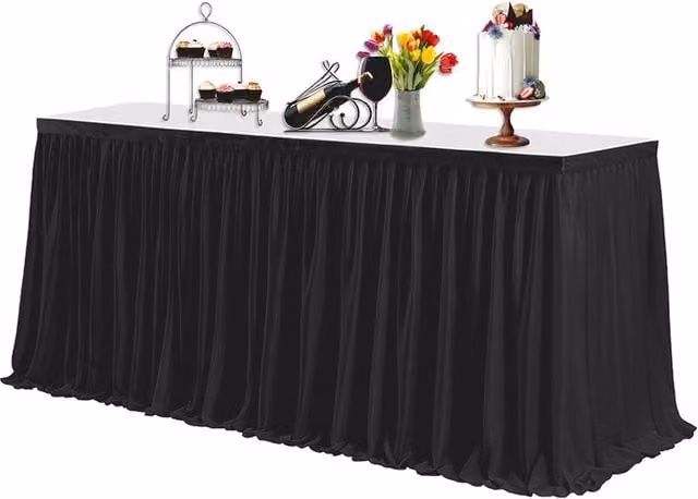 Neel Blue Black Pleated Polyester Table Skirt, 21ft – 1
