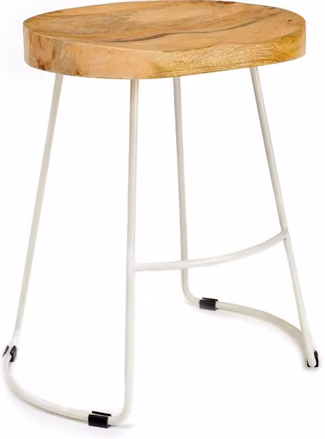 Elm Home And Garden Industrial Mango Wood and Metal Breakfast Bar Stool in White