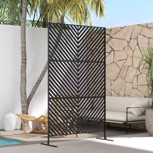 Outsunny Metal Outdoor Privacy Screen Garden Divider in Black, H 198 x W 122 x D 45 cm – 6