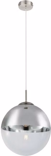 Netlighting Varus Globe Pendant Light with Transparent Glass Shade and Nickel Matt Finish, Grey, Diameter: 30 cm – 1