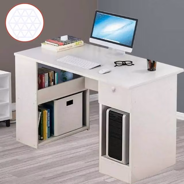 KORVIXA H-Shaped Computer Desk in White for Gaming and Home Office Use