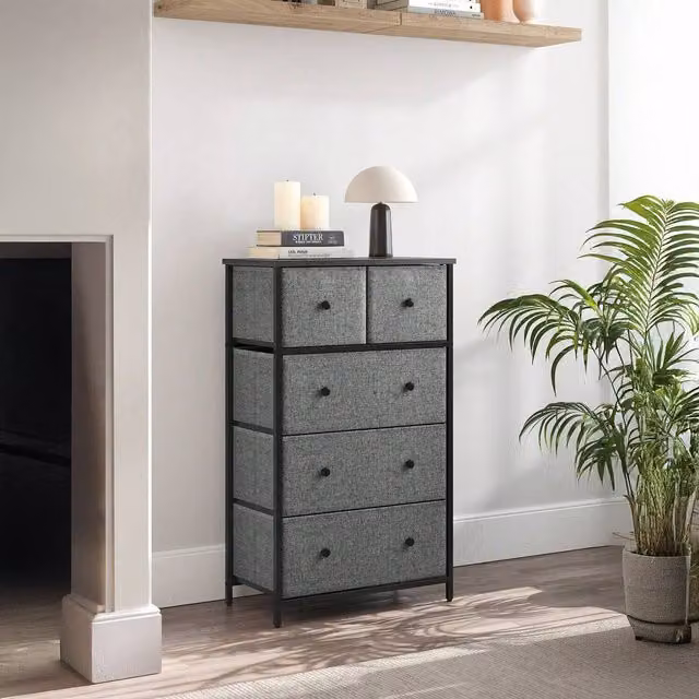 SONGMICS 5-Drawer Fabric Storage Unit in Grey