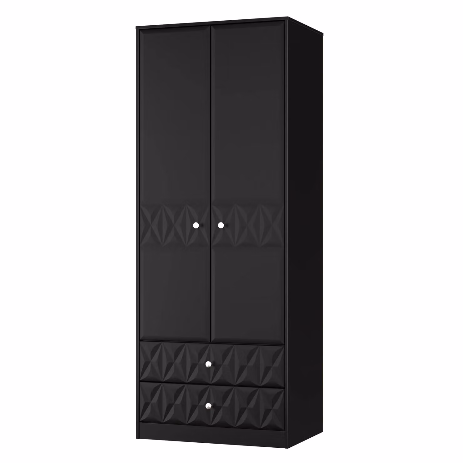 2 U Memphis Ready Assembled 2 Door and 2 Drawer Wardrobe in True Black – 2