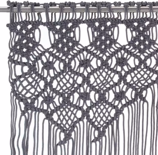 Berkfield Home Macrame Curtain in Anthracite Grey, W/H: 140 x 240 cm – 1