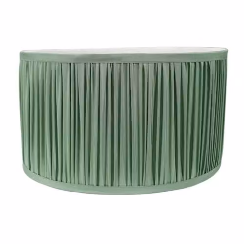 ValueLights Jess Green Fabric Ruched Pleated Drum Lampshade with LED Bulb, Width: 35 cm – 1