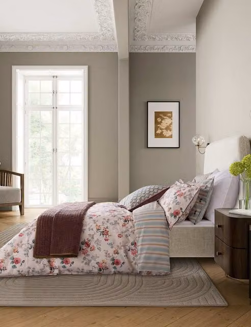 Bedeck of Belfast Elinor Reversible Floral Pure Cotton Bedding Set with Pillowcase, Multicolour, W: 140 cm, L: 200 cm