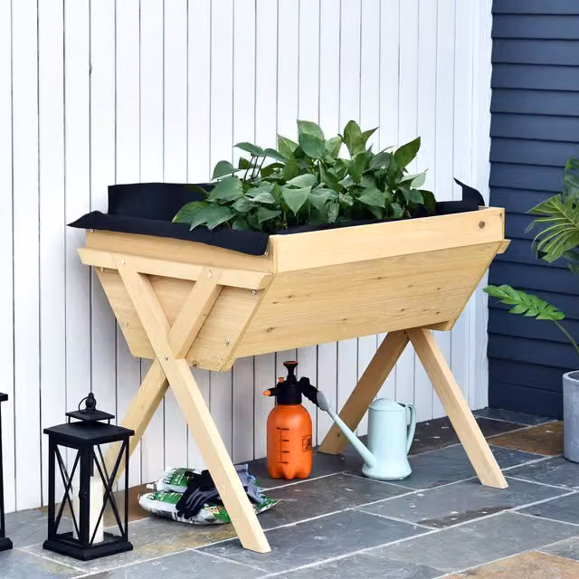 Outsunny Wooden Raised Garden Bed with Liner, Brown, W/D/H: 178 x 70 x 80 cm – 6