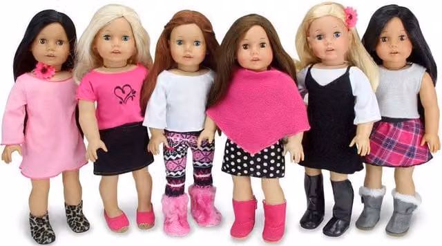 Teamson Kids Sophia's 11 Piece Spring Outfit Set for 18 inch Dolls in Pink and Black