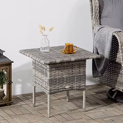 Outsunny PE Rattan Outdoor Coffee Table in Grey – 2