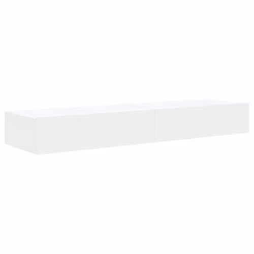 vidaXL Set of 2 Modern White Wall Mounted TV Cabinets with Integrated LED Lights, W/D/H: 60 x 35 x 15.5 cm – 1