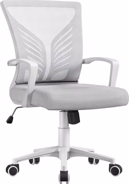 Yaheetech Modern Adjustable Task Chair with Lumbar Support and Armrests in Grey Fabric