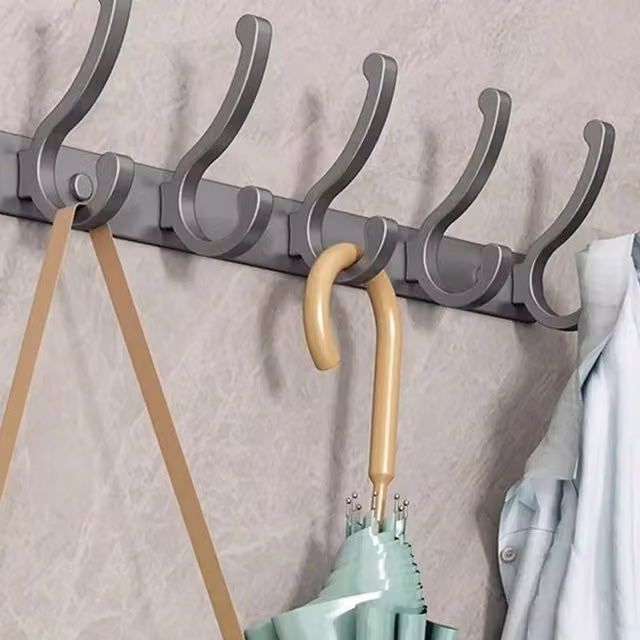 NESTLUNE 12 Hook Aluminium Key and Coat Holder Rack in Grey