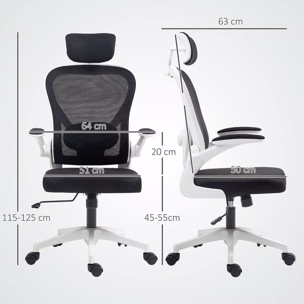 Rolipo Ergonomic Mesh Executive Office Chair with Headrest and Lumbar Support in Black – 3