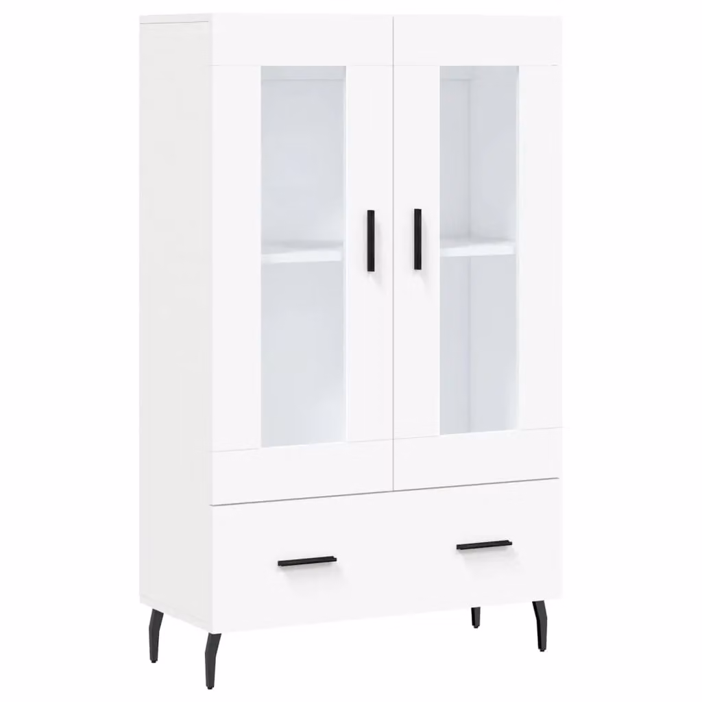 Berkfield Home Modern White Highboard with Glass Doors, W/D/H: 69.5 x 31 x 115 cm – 2